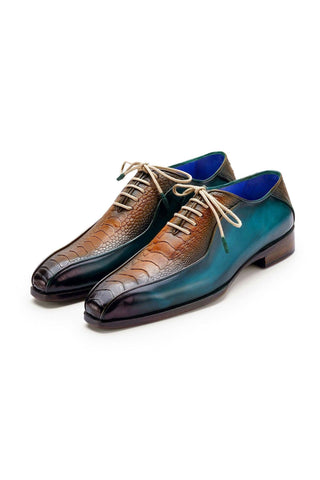 Paul Parkman 94DL Exotic Ostrich Skin Bicycle Toe Oxfords (PM6449)