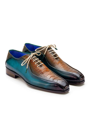 Paul Parkman 94DL Exotic Ostrich Skin Bicycle Toe Oxfords (PM6449)
