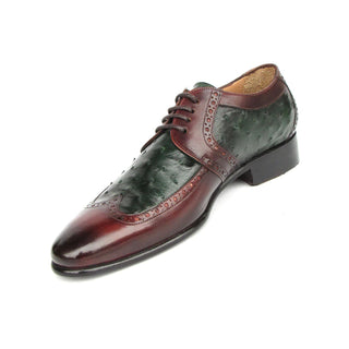 Paul Parkman 956GB57 Green & Brown Ostrich / Calf-Skin Leather Derby (PM6401)
