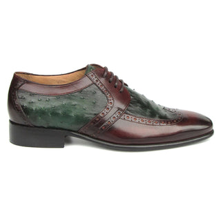 Paul Parkman 956GB57 Green & Brown Ostrich / Calf-Skin Leather Derby (PM6401)