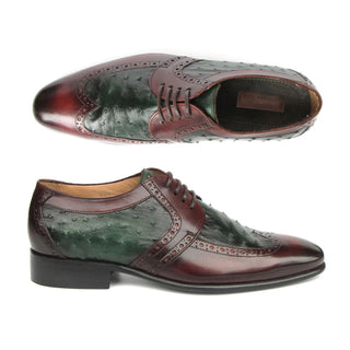 Paul Parkman 956GB57 Green & Brown Ostrich / Calf-Skin Leather Derby (PM6401)