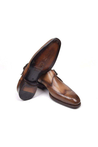 Paul Parkman 98F54 Calf-Skin Leather Single Monk-Strap-AmbrogioShoes