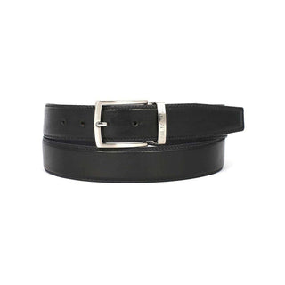 Paul Parkman Men's Hand-Painted Belt Black Calfskin Leather (PMB100)-AmbrogioShoes