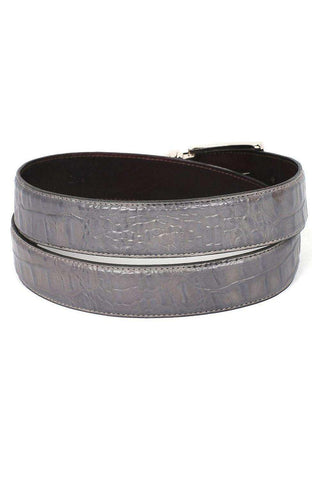 Paul Parkman B02 Men's Crocodile Embossed Calfskin Leather Belt (PMB207)-AmbrogioShoes