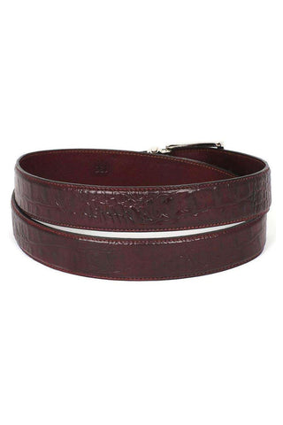 Paul Parkman B02 Men's Crocodile Embossed Calfskin Leather Belt (PMB207)-AmbrogioShoes