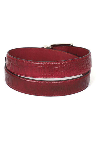 Paul Parkman B02 Men's Crocodile Embossed Calfskin Leather Belt (PMB207)-AmbrogioShoes