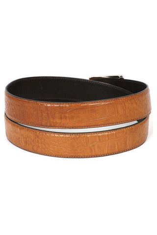 Paul Parkman B02 Men's Crocodile Embossed Calfskin Leather Belt (PMB207)-AmbrogioShoes