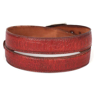 Paul Parkman B02 Men's Crocodile Embossed Calfskin Leather Belt (PMB207)-AmbrogioShoes