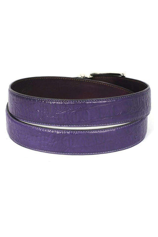 Paul Parkman B02 Men's Crocodile Embossed Calfskin Leather Belt (PMB207)-AmbrogioShoes