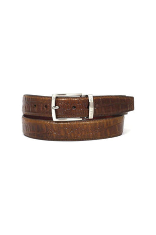 Paul Parkman B02 Men's Crocodile Embossed Calfskin Leather Belt (PMB207)-AmbrogioShoes