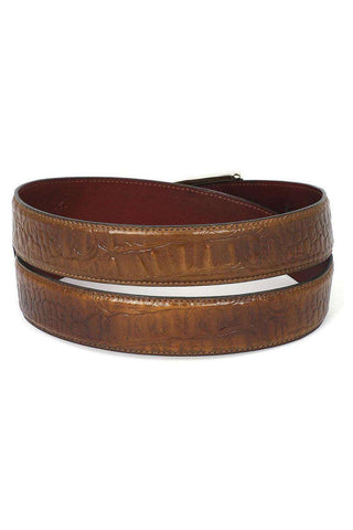 Paul Parkman B02 Men's Crocodile Embossed Calfskin Leather Belt (PMB207)-AmbrogioShoes