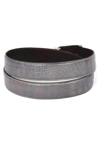 Paul Parkman B02 Men's Crocodile Embossed Calfskin Leather Belt (PMB207)