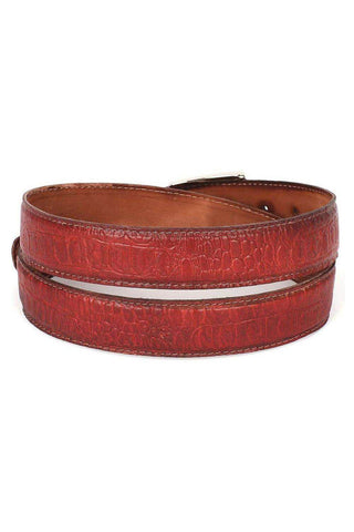 Paul Parkman B02 Men's Crocodile Embossed Calfskin Leather Belt (PMB207)