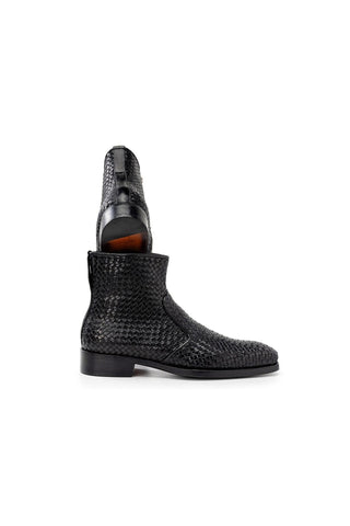 Paul Parkman BT269 Woven Calf-Skin Leather Welted Zipper Boots (PM6402)-AmbrogioShoes