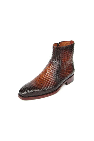 Paul Parkman BT269 Woven Leather Welted Zipper Boots (PM6402)-AmbrogioShoes