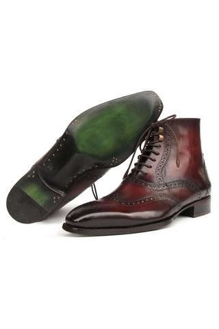 Paul Parkman BT4861-BRD Brown Burnished Leather Goodyear Welted Wingtip Boots (PM6407)-AmbrogioShoes