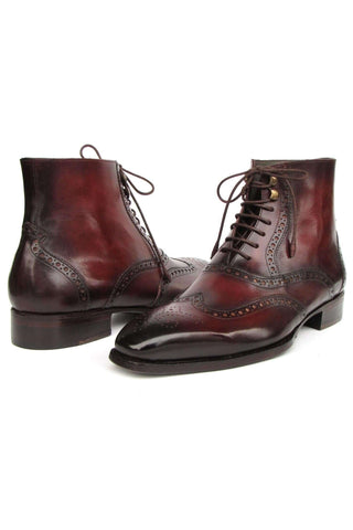 Paul Parkman BT4861-BRD Brown Burnished Leather Goodyear Welted Wingtip Boots (PM6407)-AmbrogioShoes
