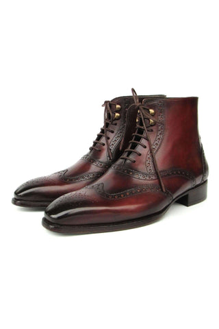 Paul Parkman BT4861-BRD Brown Burnished Leather Goodyear Welted Wingtip Boots (PM6407)-AmbrogioShoes