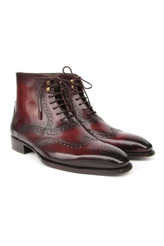 Paul Parkman BT4861-BRD Brown Burnished Leather Goodyear Welted Wingtip Boots (PM6407)-AmbrogioShoes