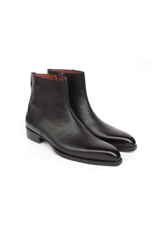 Paul Parkman BT6499-BLK Black Floater Leather Side Zipper Boots (PM6392)-AmbrogioShoes