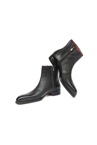 Paul Parkman BT6499-BLK Black Floater Leather Side Zipper Boots (PM6392)-AmbrogioShoes