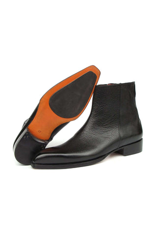 Paul Parkman BT6499-BLK Black Floater Leather Side Zipper Boots (PM6392)-AmbrogioShoes