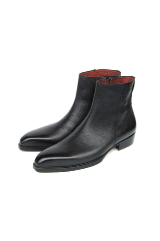 Paul Parkman BT6499-BLK Black Floater Leather Side Zipper Boots (PM6392)-AmbrogioShoes