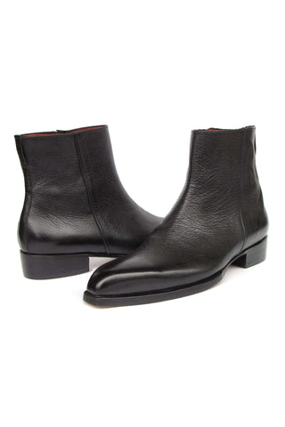 Paul Parkman BT6499-BLK Black Floater Leather Side Zipper Boots (PM6392)-AmbrogioShoes