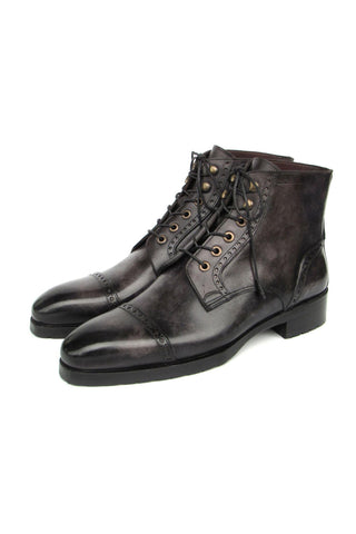 Paul Parkman BT9566 Calf-Skin Leather Cap-Toe Derby Lace-Up Boot (PM6457)-AmbrogioShoes