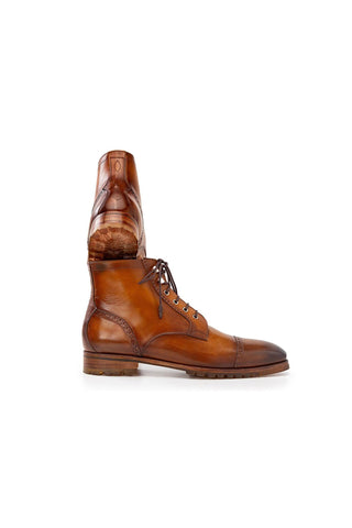 Paul Parkman BT9566 Calf-Skin Leather Cap-Toe Derby Lace-Up Boot (PM6457)-AmbrogioShoes