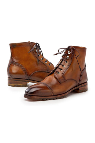 Paul Parkman BT9566 Calf-Skin Leather Cap-Toe Derby Lace-Up Boot (PM6457)-AmbrogioShoes