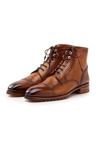 Paul Parkman BT9566 Calf-Skin Leather Cap-Toe Derby Lace-Up Boot (PM6457)-AmbrogioShoes