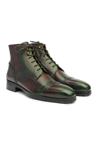 Paul Parkman BT9566 Calf-Skin Leather Cap-Toe Derby Lace-Up Boot (PM6457)-AmbrogioShoes