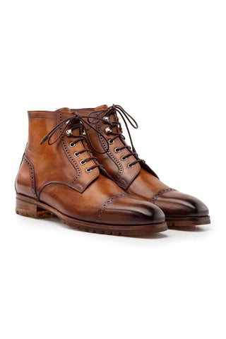 Paul Parkman BT9566 Leather Cap-Toe Derby Lace-Up Boot (PM6457)