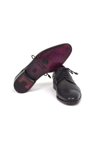 Paul Parkman Black Aged Leather Captoe Derby (PM5658)-AmbrogioShoes