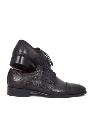 Paul Parkman Black Aged Leather Captoe Derby (PM5658)-AmbrogioShoes