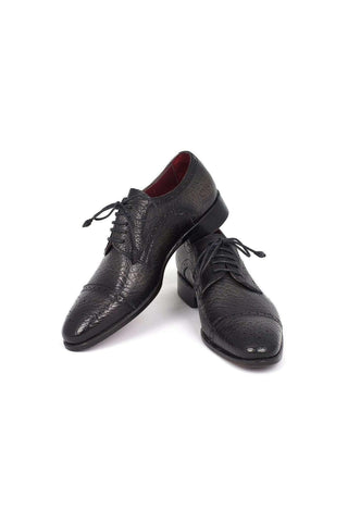 Paul Parkman Black Aged Leather Captoe Derby (PM5658)