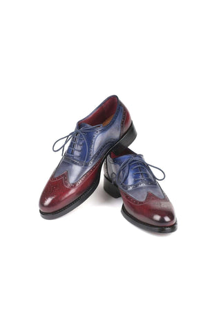 Paul Parkman Bordeuax Grey & Blue Calfskin Oxfords BR027GRBL (PM5700)-AmbrogioShoes