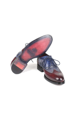 Paul Parkman Bordeuax Grey & Blue Calfskin Oxfords BR027GRBL (PM5700)-AmbrogioShoes