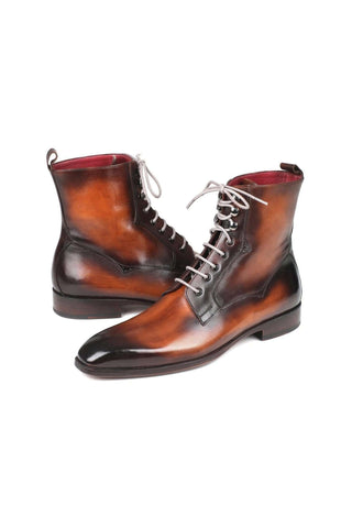 Paul Parkman Brown Burnished Leather Lace-Up Boots (PM5867)