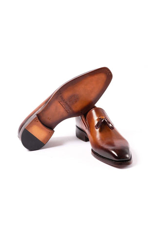 Paul Parkman Brown Calf-skin Leather Goodyear Welted Tassel Loafers 51TS-BRW (PM5918)-AmbrogioShoes