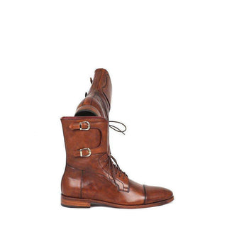 Paul Parkman Brown Calfskin High Boots F554-BRW