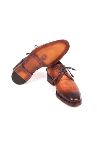 Paul Parkman Brown Crocodile Embossed / Leather Good Year Welted Derby 5286BRW (PM6176)