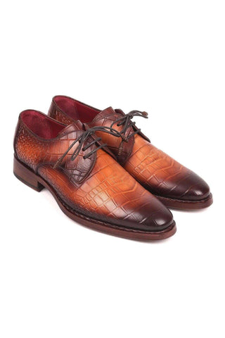 Paul Parkman Brown Crocodile Embossed / Leather Good Year Welted Derby 5286BRW (PM6176)