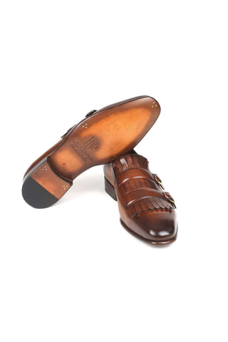 Paul Parkman Calf-Skin Leather Kiltie Double Monk-Straps (PM5716)-AmbrogioShoes