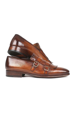 Paul Parkman Calf-Skin Leather Kiltie Double Monk-Straps (PM5716)-AmbrogioShoes
