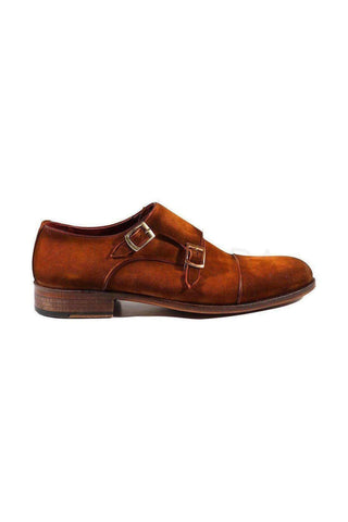 Paul Parkman Camel Suede Captoe Monkstraps Loafers (PM2009)
