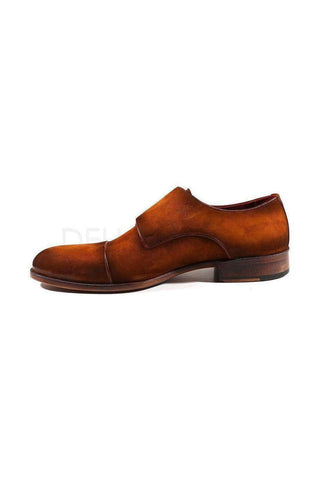 Paul Parkman Camel Suede Captoe Monkstraps Loafers (PM2009)
