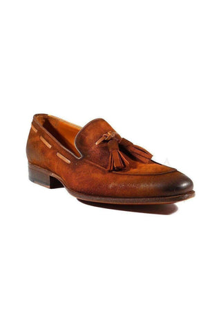 Paul Parkman Camel Suede Tassel Loafers (PM2014)