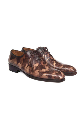 Paul Parkman Camouflage Hand-Painted Wholecut Brown Oxfords (PM5606)-AmbrogioShoes